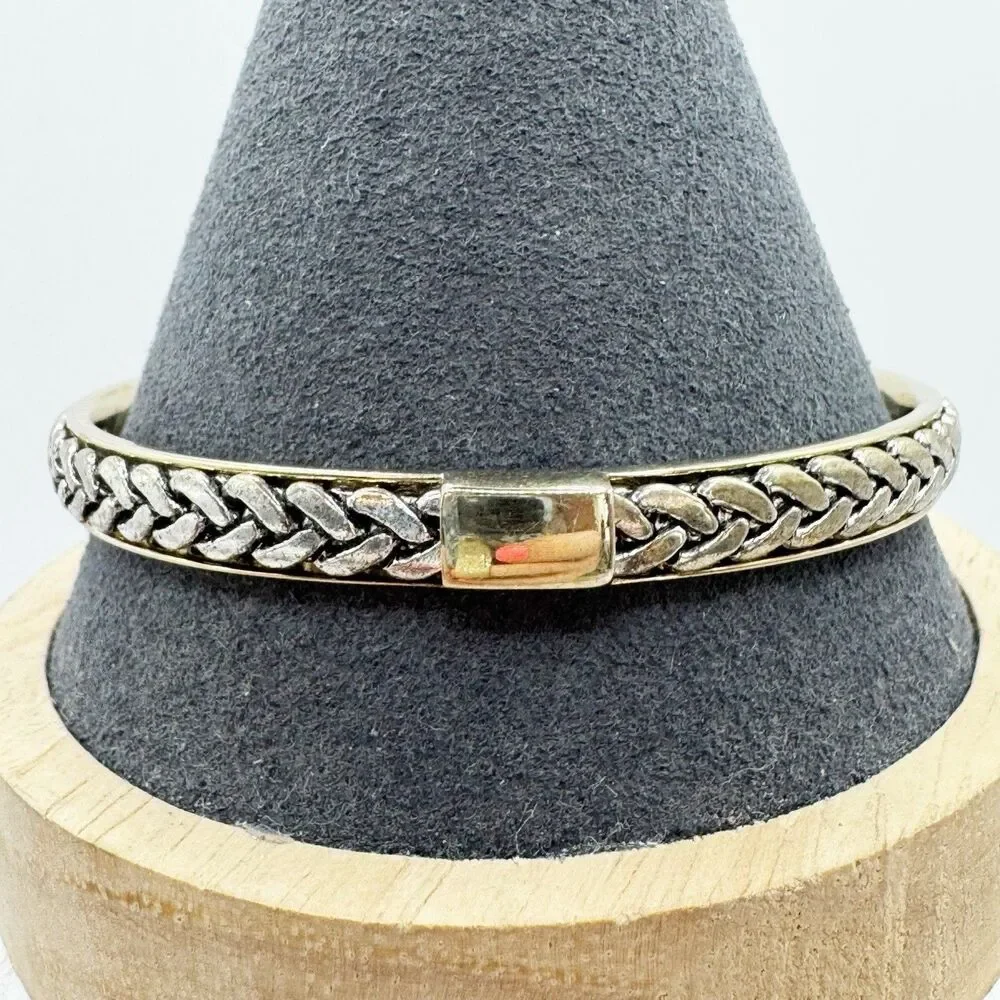 Liz Claiborne Braided Design Bangle Bracelet Gold and Silver Tone Classy